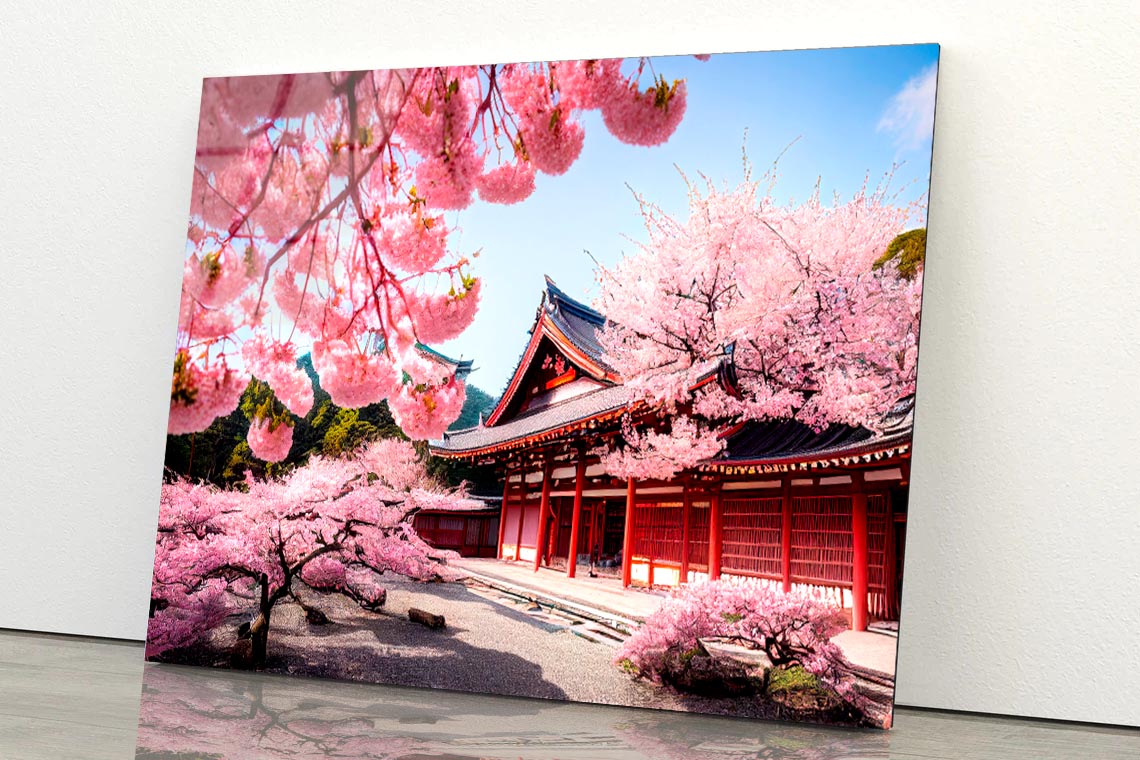 Building With a Lot of Pink Flowers Acrylic Glass Print Tempered Glass Wall Art 100% Made in Australia Ready to Hang