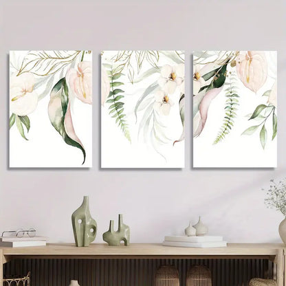 3pcs Minimalist Lily Flower Poster Plant Canvas Metal Print Ready to Hang Art