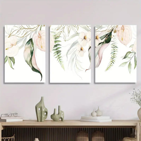 3pcs Minimalist Lily Flower Poster Plant Canvas Metal Print Ready to Hang Art
