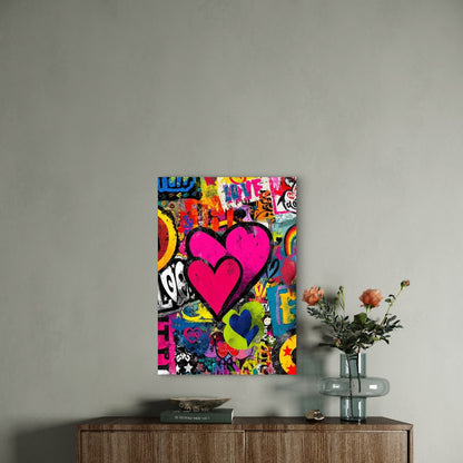 Colorful Graffiti Heart Metal Print Ready to Hang