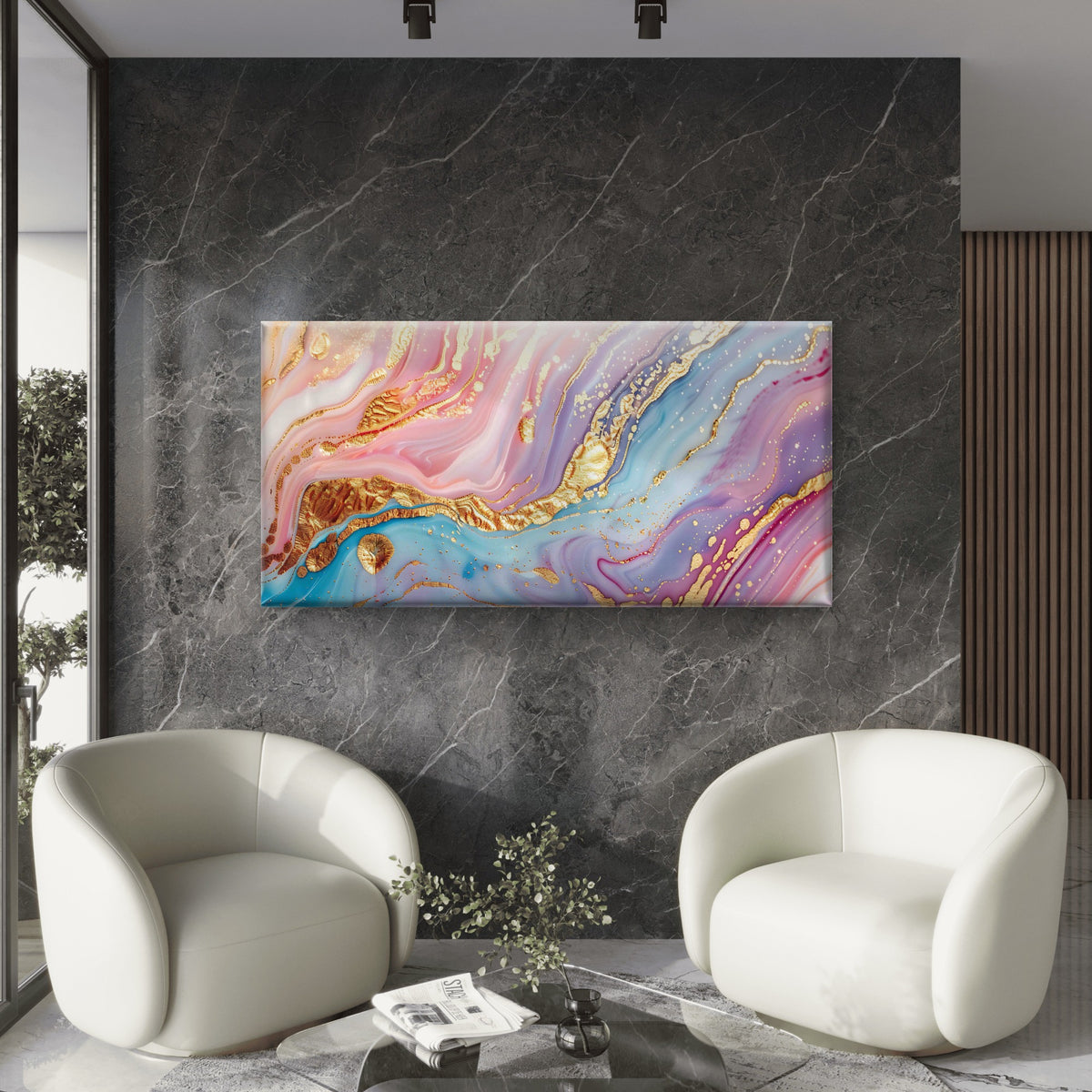 Colorful Glitter Marble Pattern Wall Art Canvas Office Home Room Framed 120x60cm