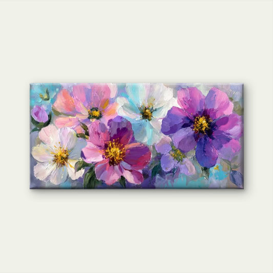 Abstract Multicolor Floral Wall Art Canvas Office Home Room Framed 120x60cm