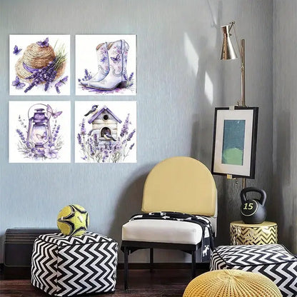 4pcs Purple lavender room midnight   Wall Art Canvas Framed