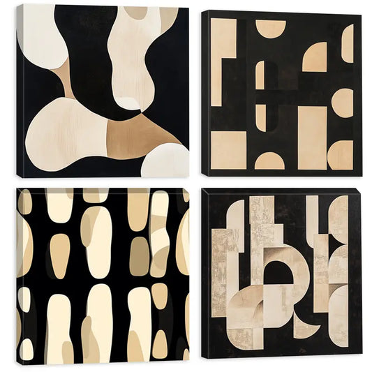 4pcs  Simple Decorative Geometric Shape   Wall Art Canvas Framed