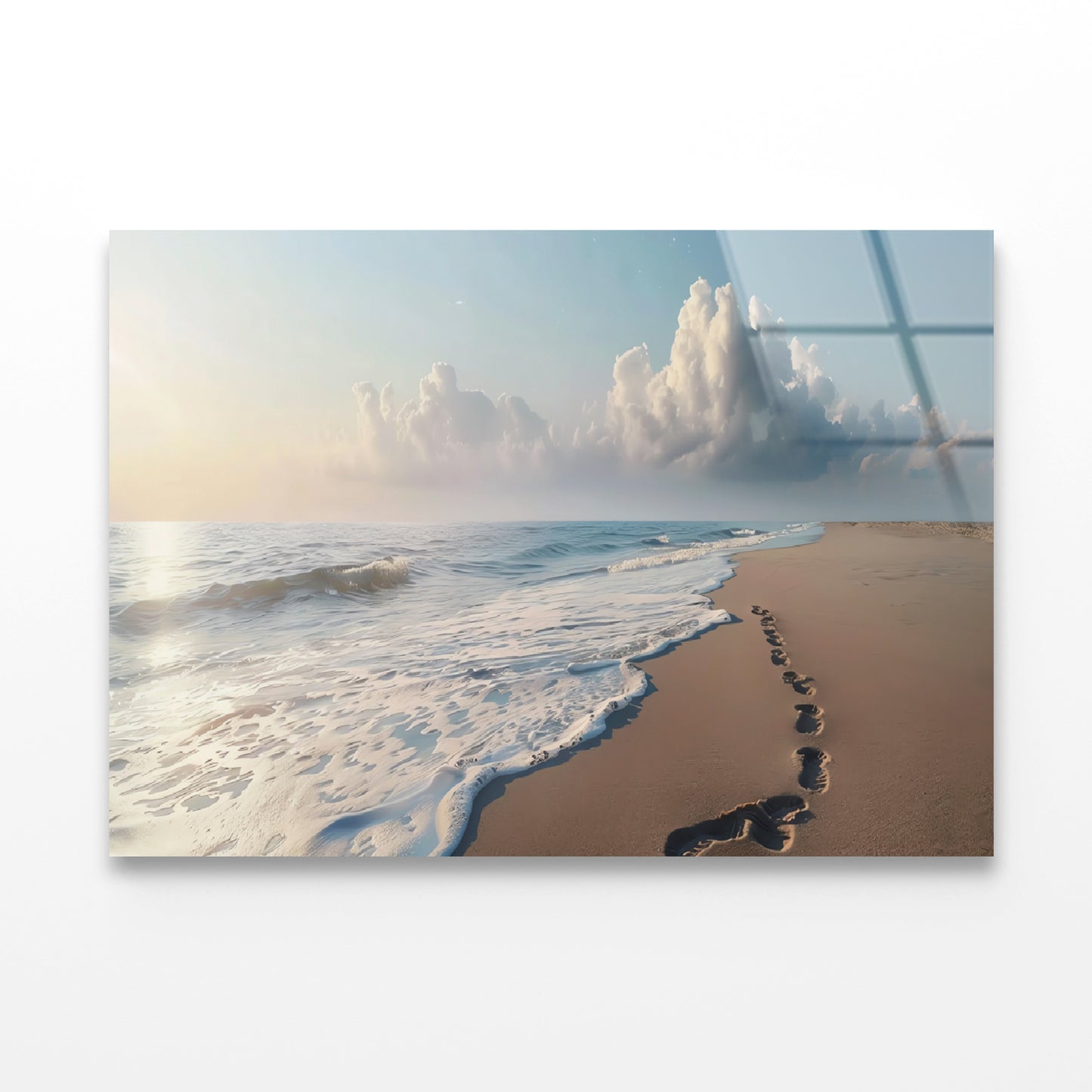 Beach with Waves and Clouds Acrylic Glass Print Tempered Glass Wall Art 100% Made in Australia Ready to Hang