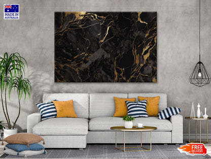 Elegant Black and Gold Marble Art Print 100% Australian Made