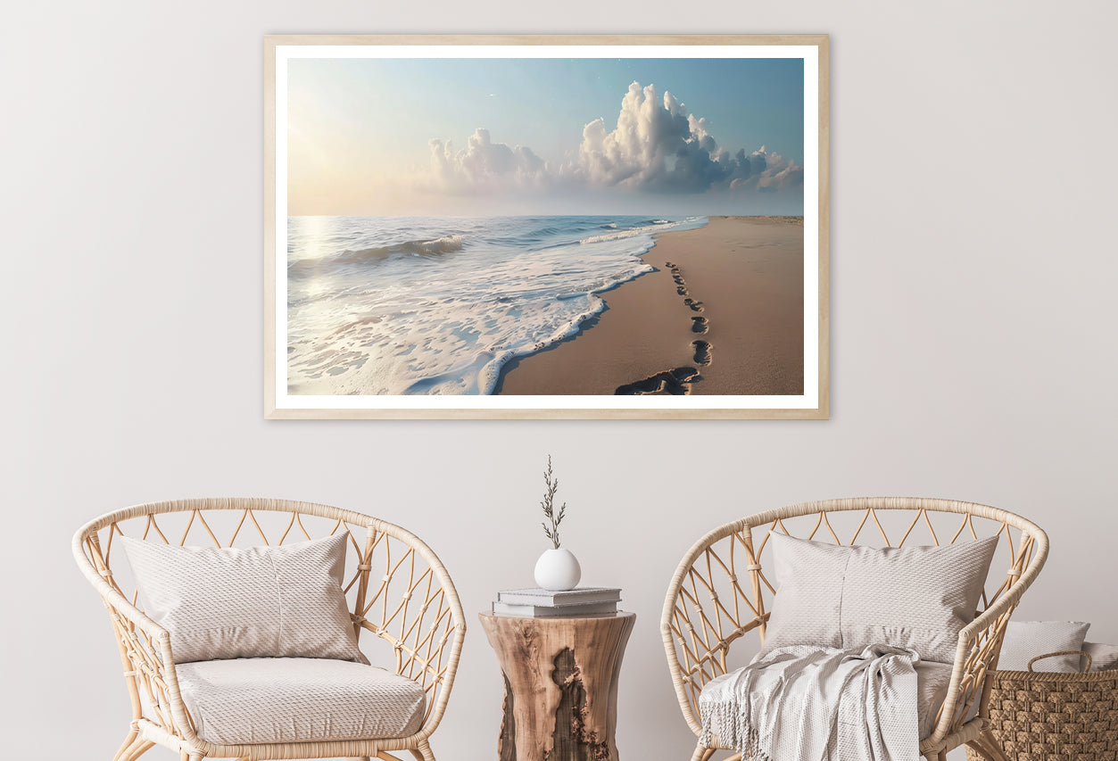 Beach with Waves and Clouds Home Decor Premium Quality Poster Print Choose Your Sizes