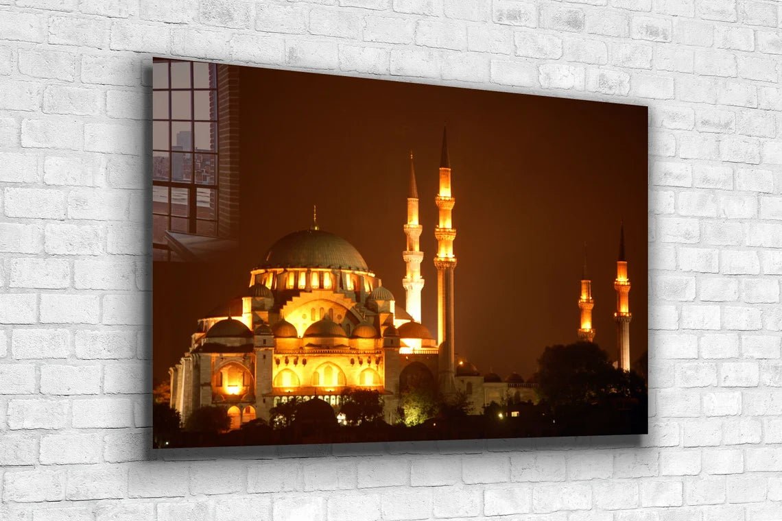 Night View of Mosque UV Direct Aluminum Print Australian Made Quality