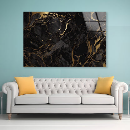 Elegant Black and Gold Marble Art Acrylic Glass Print Tempered Glass Wall Art 100% Made in Australia Ready to Hang