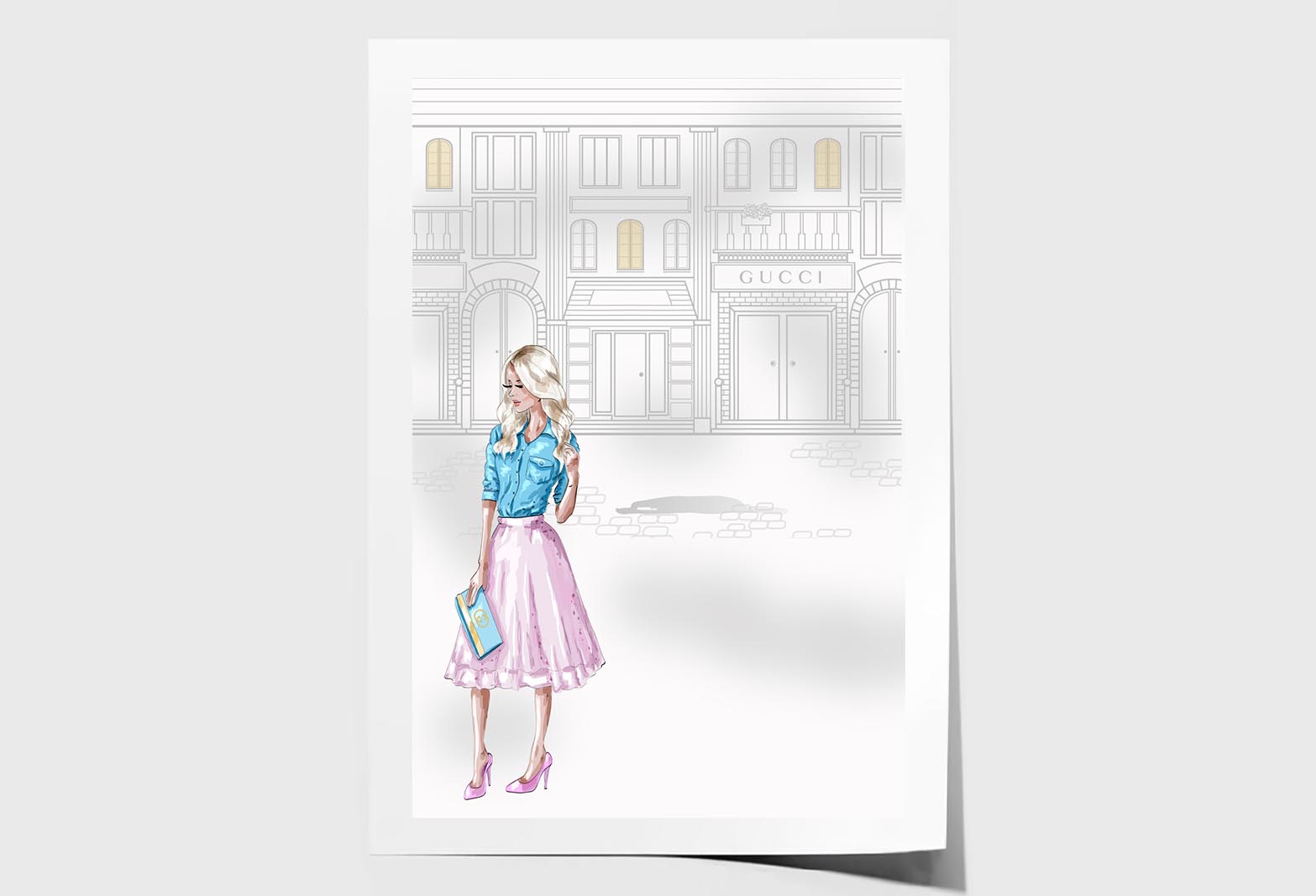 Stylish Woman with Fashion Store Wall Art Limited Edition High Quality Print Unframed Roll Canvas None