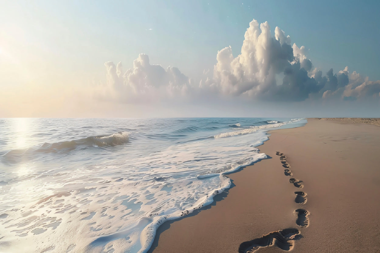 Beach with Waves and Clouds Home Decor Premium Quality Poster Print Choose Your Sizes