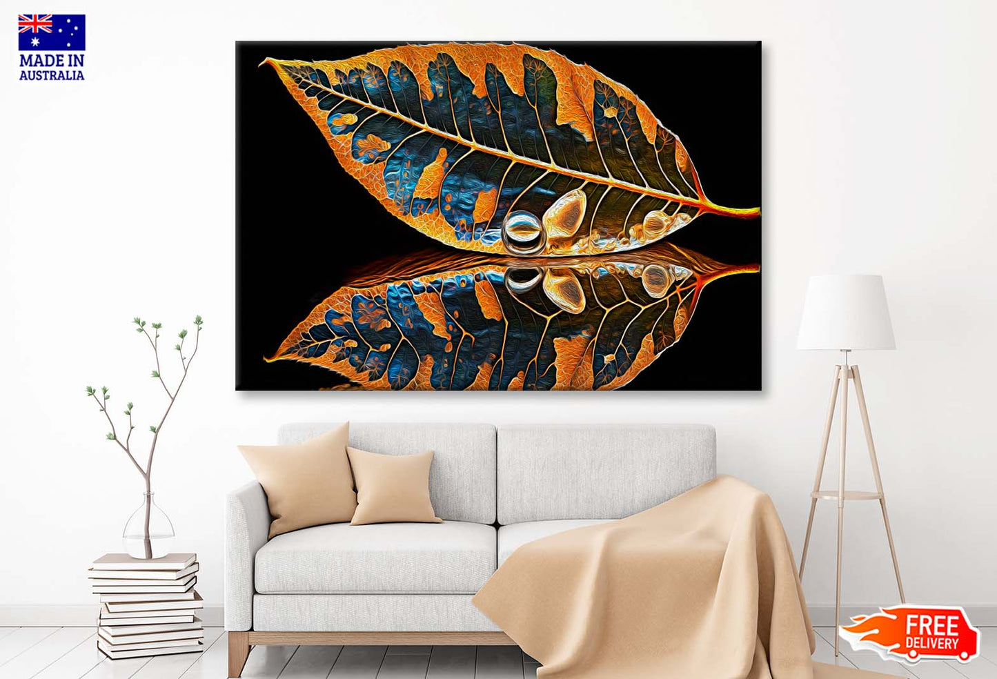 Skeletonized Transparent Leaf in Form of Curve Wall Art Limited Edition High Quality Print