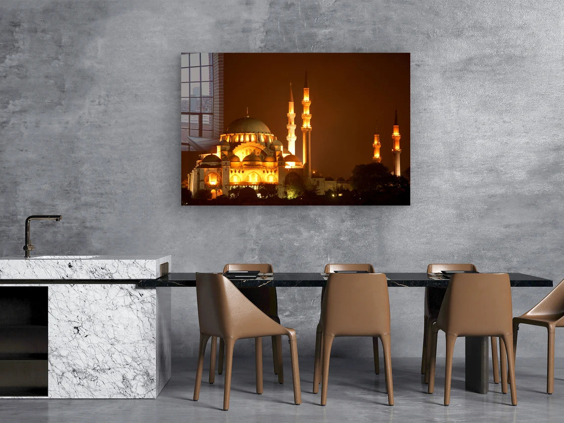 Night View of Mosque UV Direct Aluminum Print Australian Made Quality