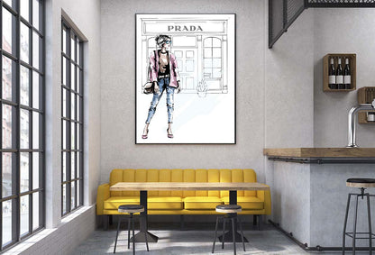 Fancy Girl with Fashion Store Design Home Decor Premium Quality Poster Print Choose Your Sizes