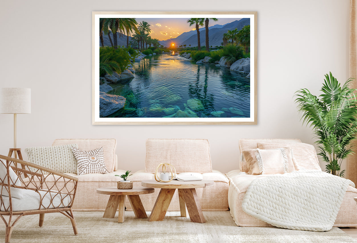 Serene Body of Water Surrounded By Rocks and Trees Home Decor Premium Quality Poster Print Choose Your Sizes