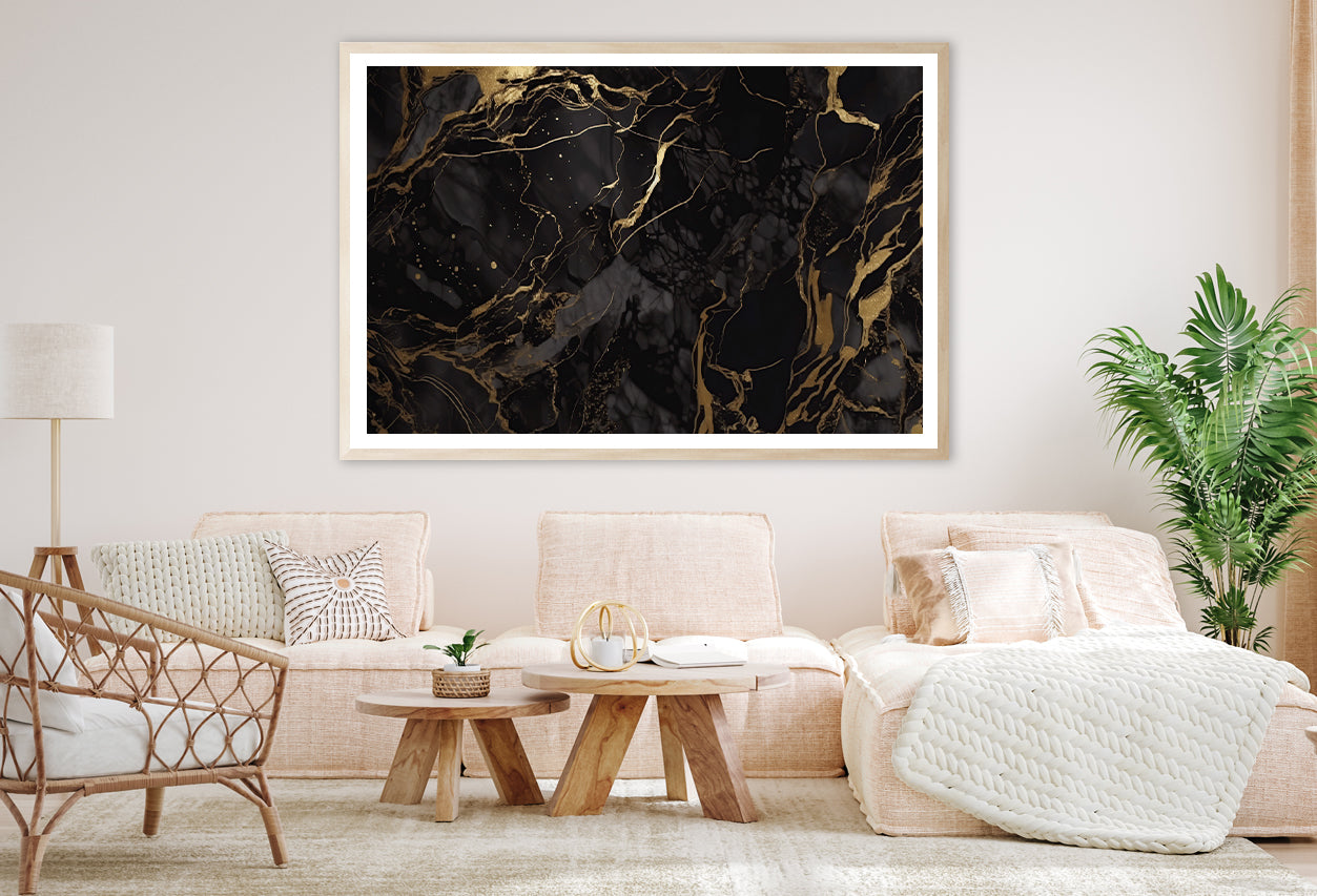 Elegant Black and Gold Marble Art Home Decor Premium Quality Poster Print Choose Your Sizes