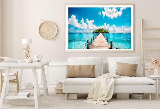 Beautiful Beach with A Wooden Walkway Home Decor Premium Quality Poster Print Choose Your Sizes