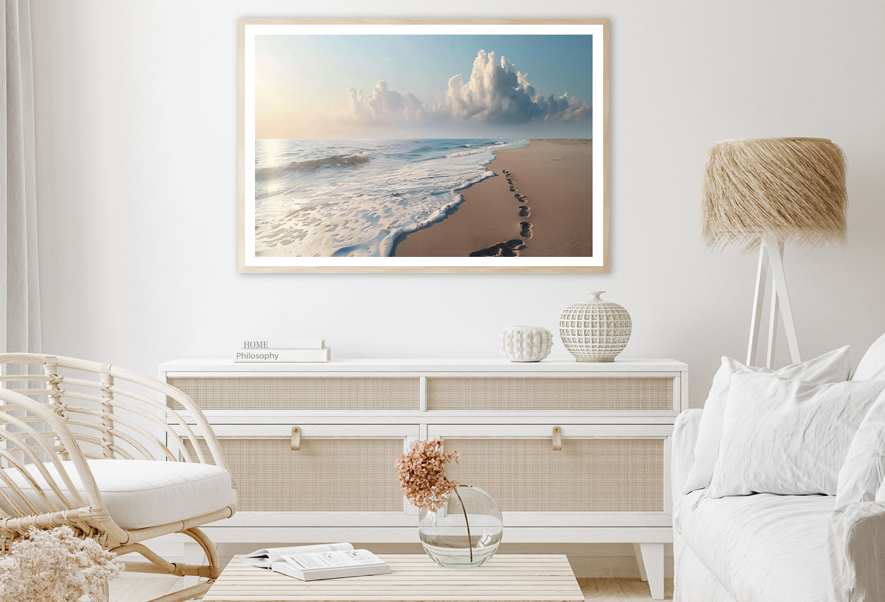 Beach with Waves and Clouds Home Decor Premium Quality Poster Print Choose Your Sizes