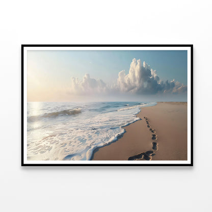 Beach with Waves and Clouds Home Decor Premium Quality Poster Print Choose Your Sizes