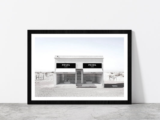 Fashion Store in Desert Faded Photograph Glass Framed Wall Art, Ready to Hang Quality Print With White Border Black