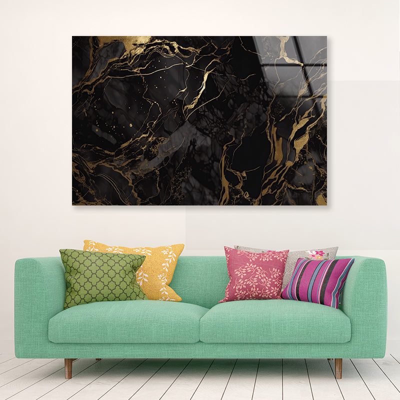 Elegant Black and Gold Marble Art Acrylic Glass Print Tempered Glass Wall Art 100% Made in Australia Ready to Hang