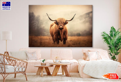 Close Up of Highland Cattle   Wall Art Decor 100% Australian Made