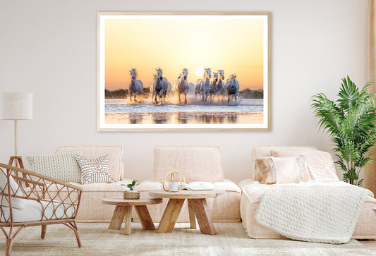 Herd Of Horses Running on Water Home Decor Premium Quality Poster Print Choose Your Sizes