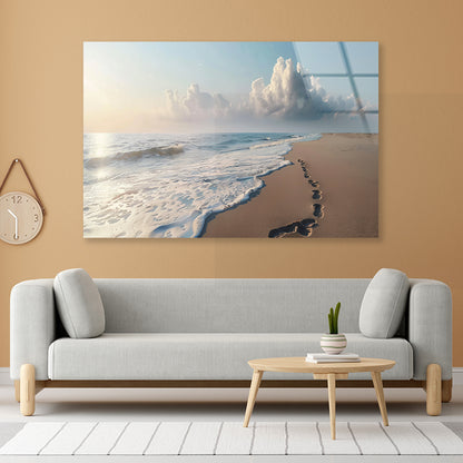 Beach with Waves and Clouds Acrylic Glass Print Tempered Glass Wall Art 100% Made in Australia Ready to Hang