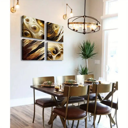 4pcs Black and Golden Picture Bedroom Wall Art Canvas Framed