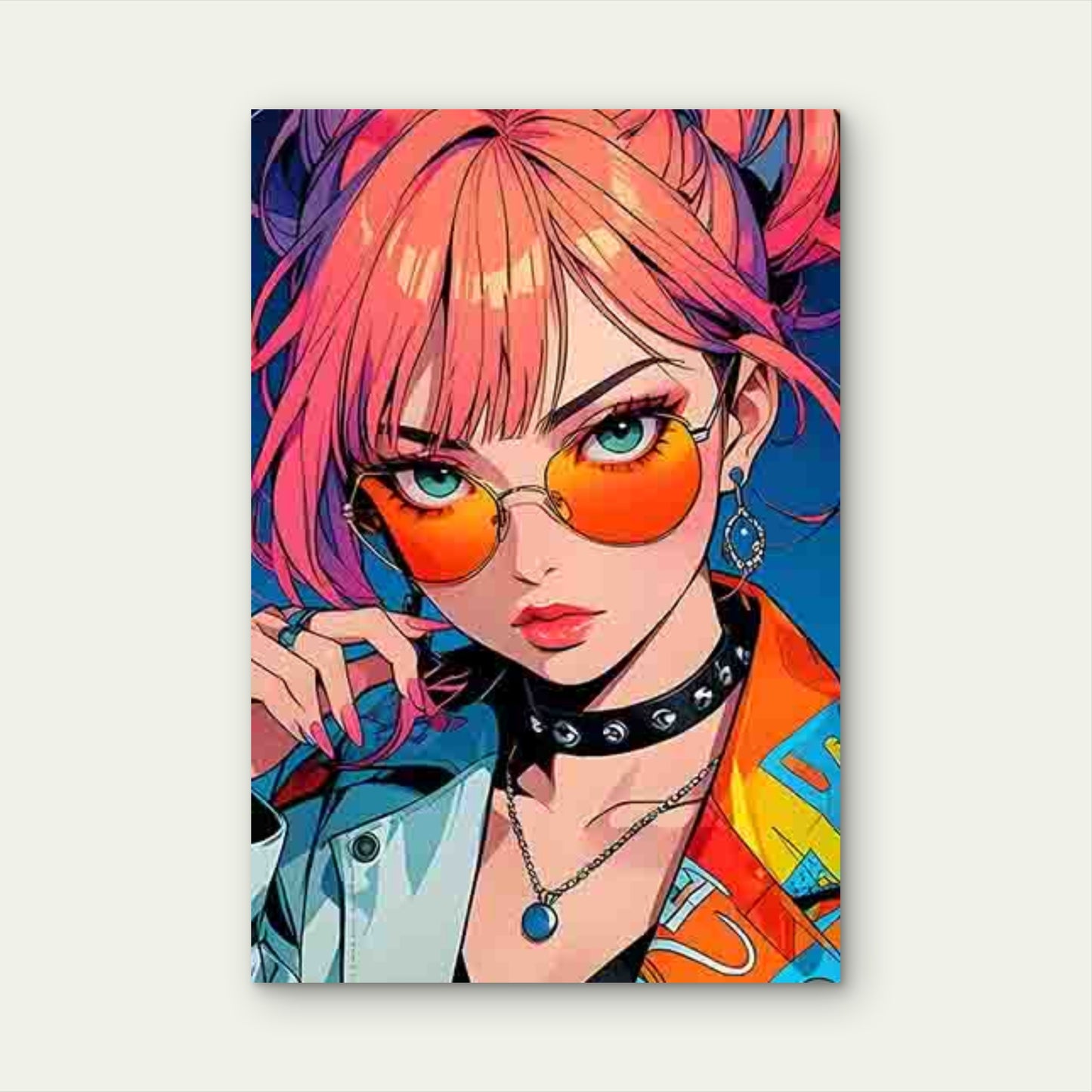 Trendy Cool Anime Girl Design 60x90cm Metal Print Ready to Hang - Bella Home Decor