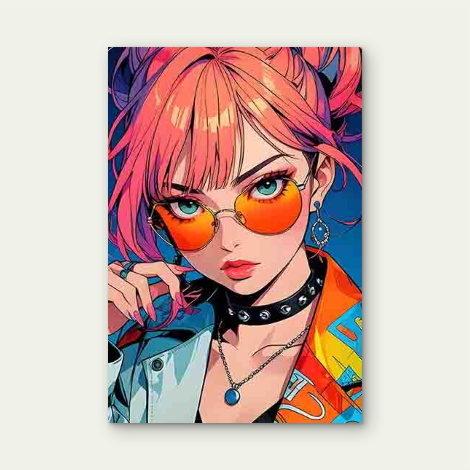 Trendy Cool Anime Girl Design 60x90cm Metal Print Ready to Hang - Bella Home Decor