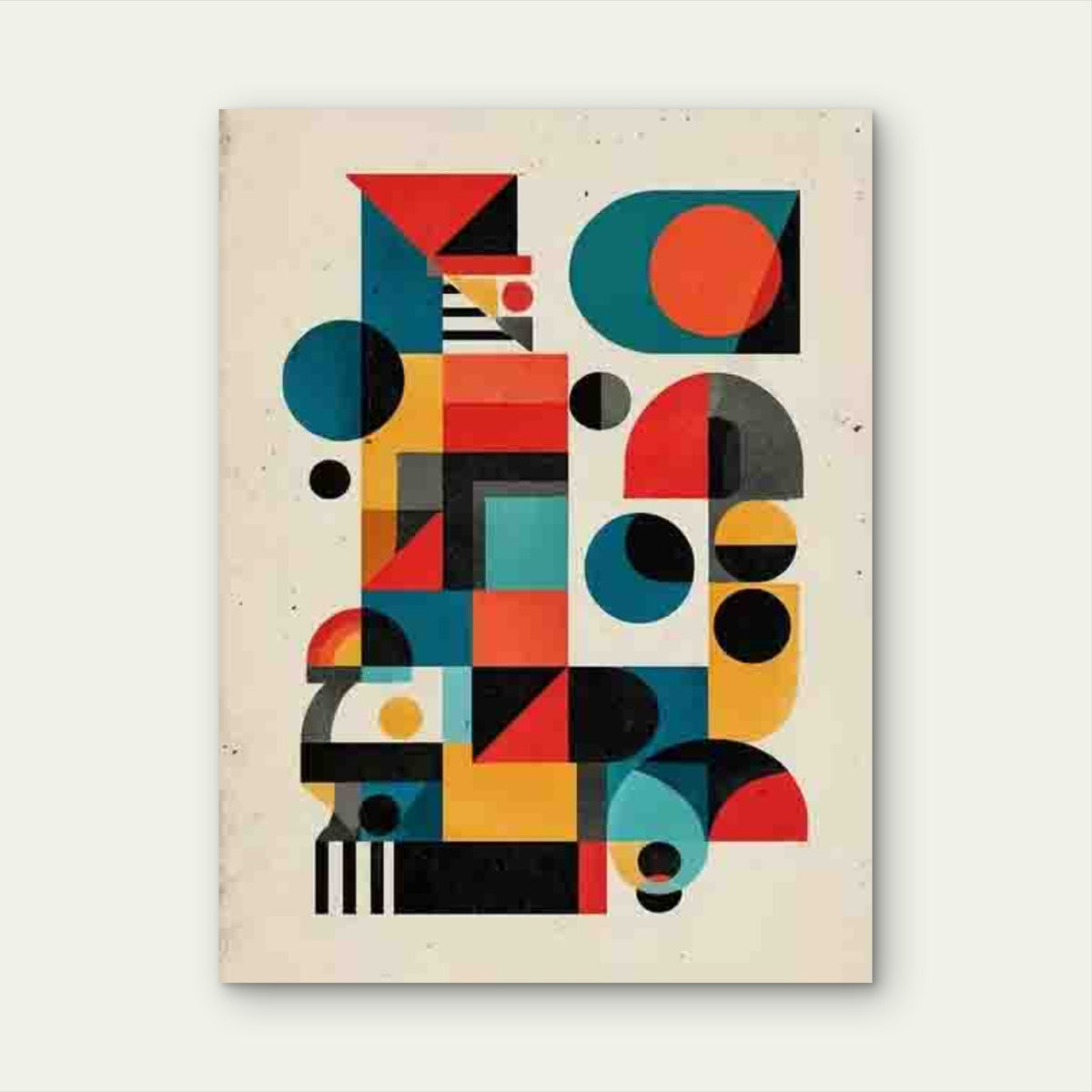 Abstract Bauhaus Multicolor Geometric Shapes Metal Print Ready to Hang