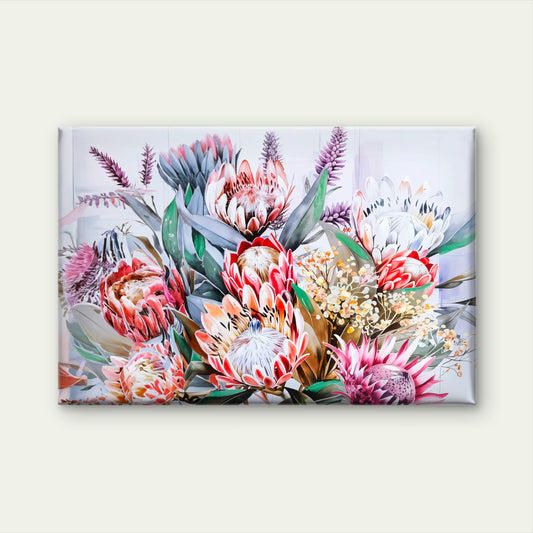 Neutral Protea Flowers Bouquet Close-Up Wall Art Decor 100% Australian Made
