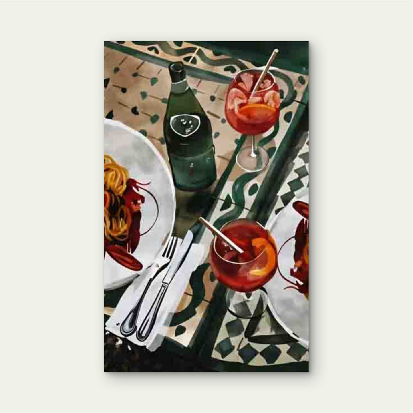 Vintage Spagetti And Juice Metal Print Ready to Hang