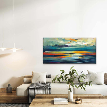 Modern Abstract Seascape Wall Art Canvas Office Home Room Framed 120x60cm