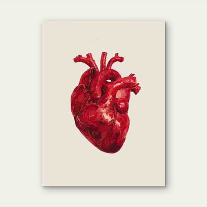 Red Heart in Beige Background 60x90cm Metal Print Ready to Hang