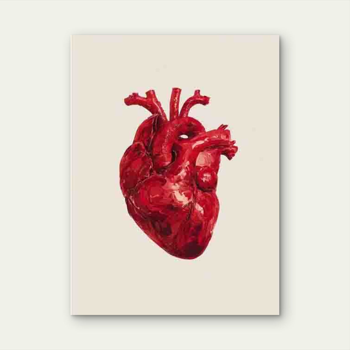 Red Heart in Beige Background Metal Print Ready to Hang