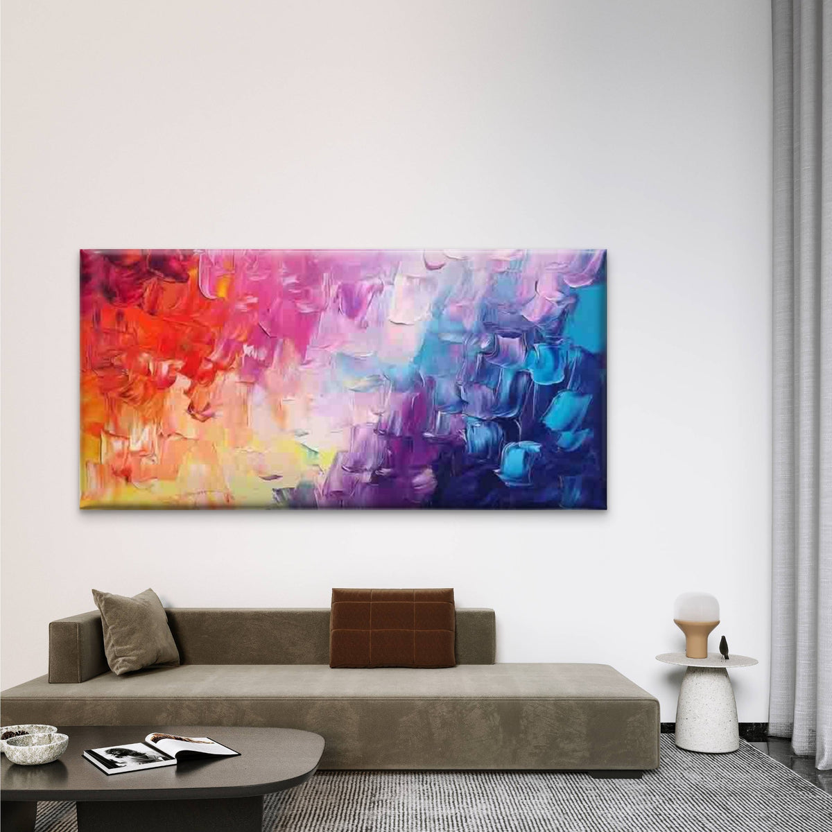 Colorful Abstract Brushstroke Wall Art Canvas Office Home Room Framed 120x60cm
