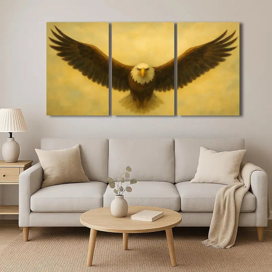 3pcs Bald Eagle Triptych Canvas Metal Print Ready to Hang Art