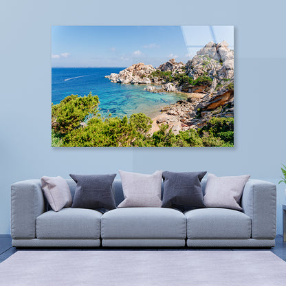 Blue Sea and Mountains in Italy Acrylic Glass Print Tempered Glass Wall Art 100% Made in Australia Ready to Hang