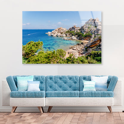 Blue Sea and Mountains in Italy Acrylic Glass Print Tempered Glass Wall Art 100% Made in Australia Ready to Hang