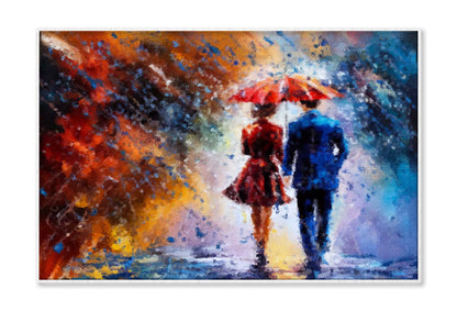 Couple Is Walking In the Rain under an Umbrella Wall Art Limited Edition High Quality Print