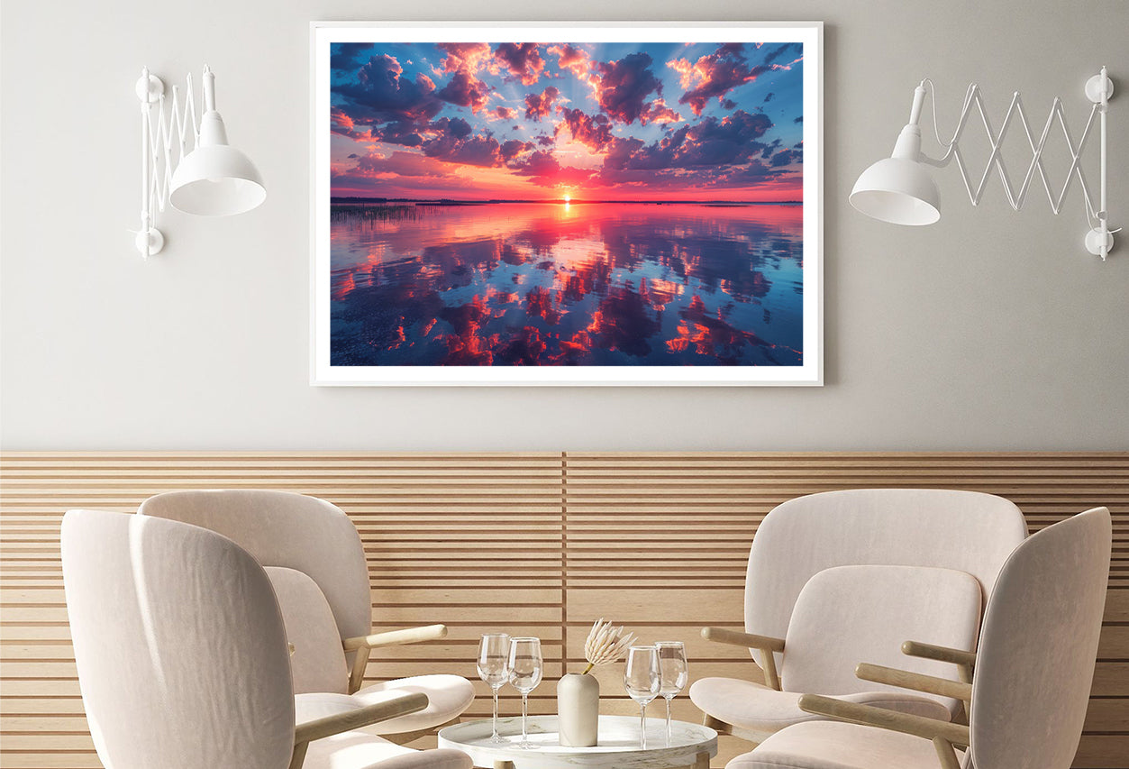 Stunning Sunset Reflecting On Lake Home Decor Premium Quality Poster Print Choose Your Sizes