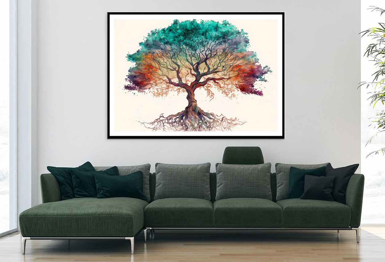 Red and Green Tree with White Home Decor Premium Quality Poster Print Choose Your Sizes