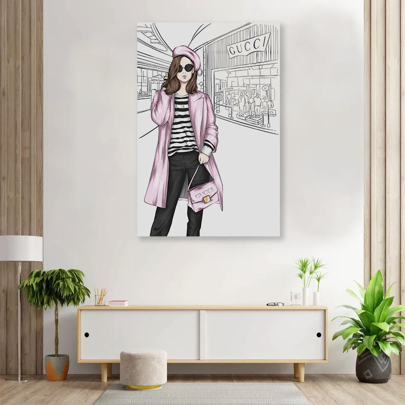 Pink Stylish Lady 3D Design Acrylic Glass Print Tempered Glass Wall Art 100% Made in Australia Ready to Hang