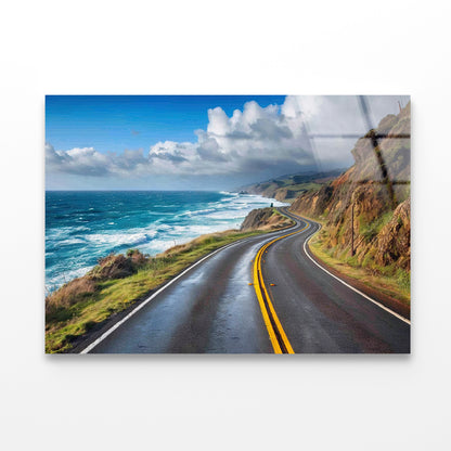 Winding Coastal Road, Ocean View Acrylic Glass Print Tempered Glass Wall Art 100% Made in Australia Ready to Hang