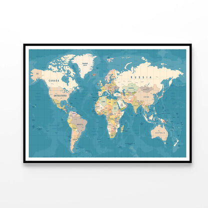 High Detailed Illustration of World Map Home Decor Premium Quality Poster Print Choose Your Sizes