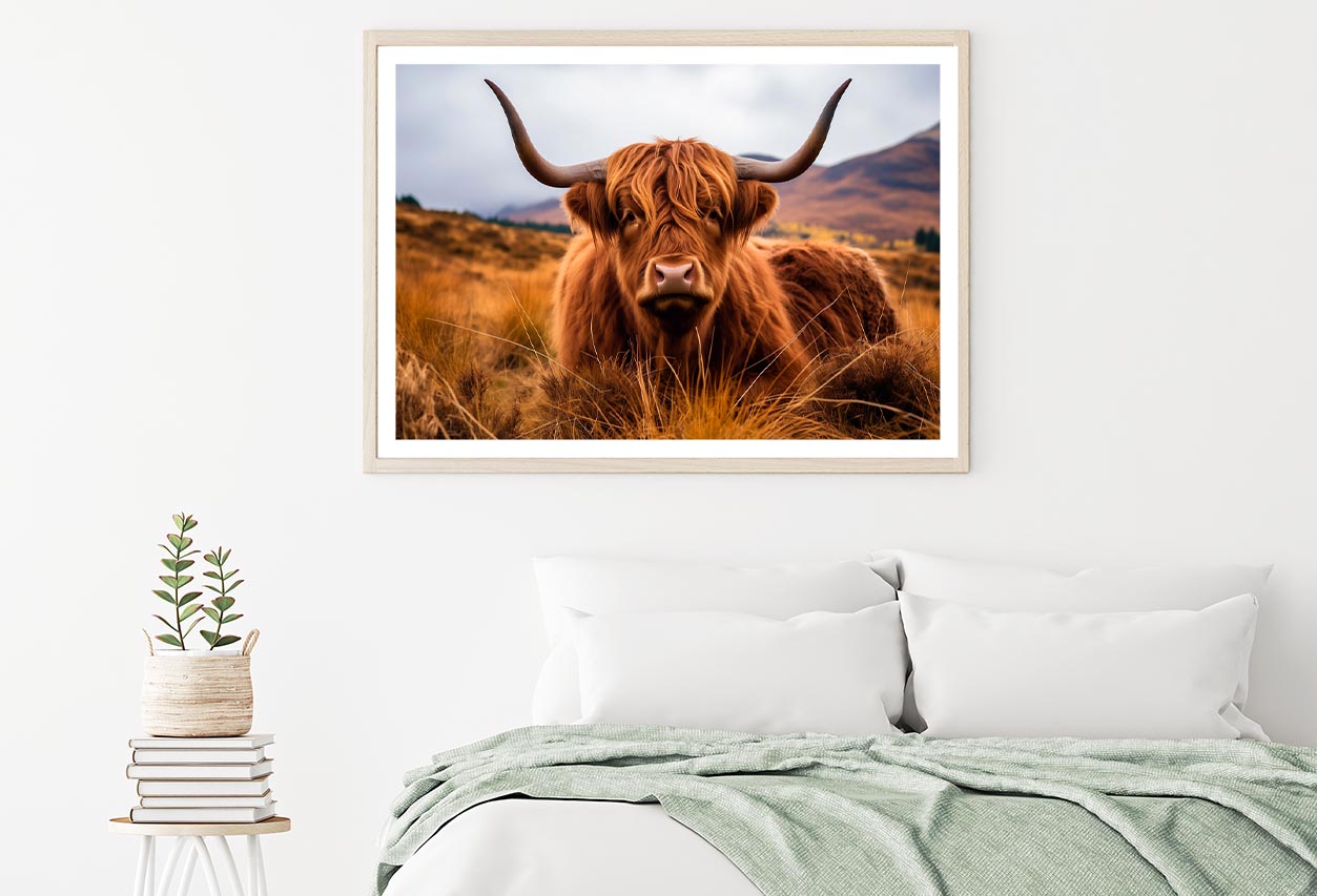 Highland Cow with Horns Home Decor Premium Quality Poster Print Choose Your Sizes