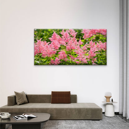 Pink Astilbe Garden Flower Wall Art Canvas Office Home Room Framed 120x60cm
