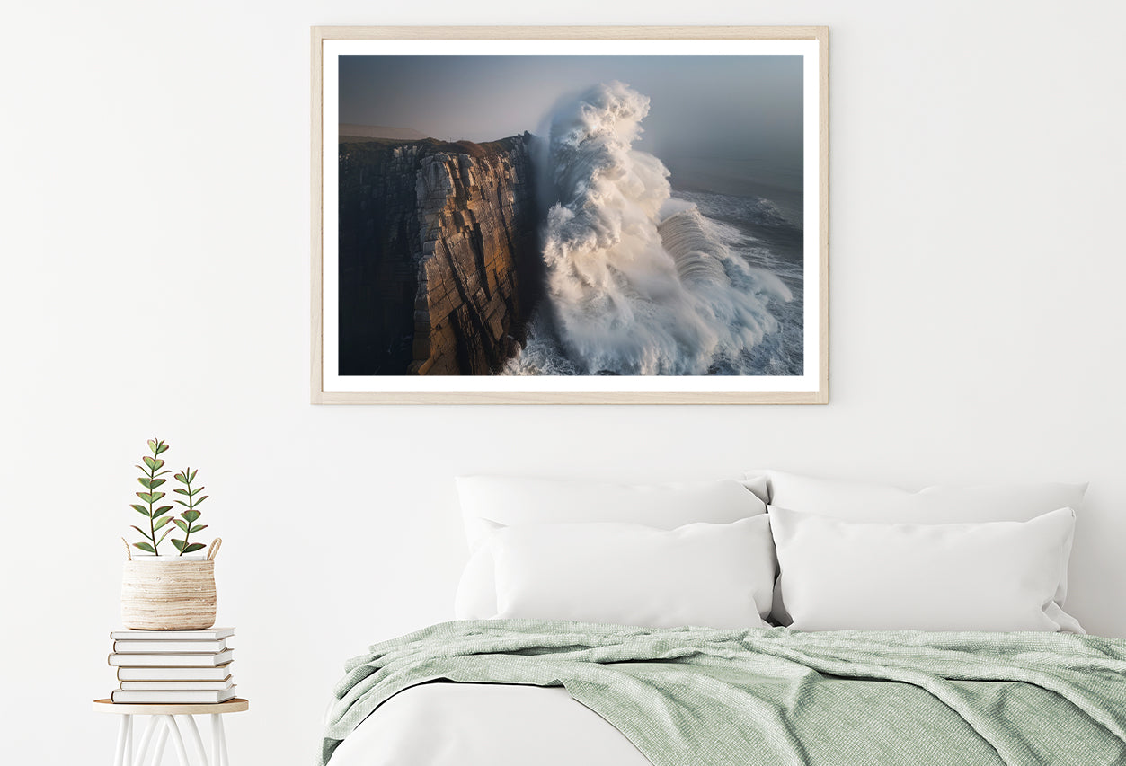 Wave Crashing Cliff Home Decor Premium Quality Poster Print Choose Your Sizes